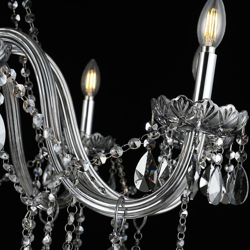 8 - Light Omni Smoke/Clear Crystal Chandelier French Style Adjustable Raindrop