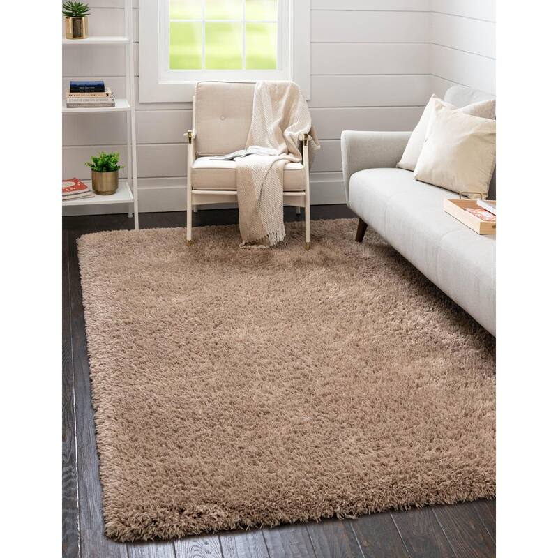 Shag Arum Shag Collection Area Rug - 4'x6' - Khaki