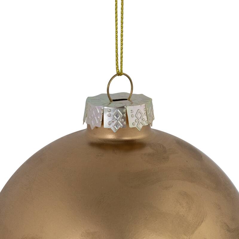 3.5" Brushed Matte Gold and Shiny Lavender Glass Ball Christmas Ornament