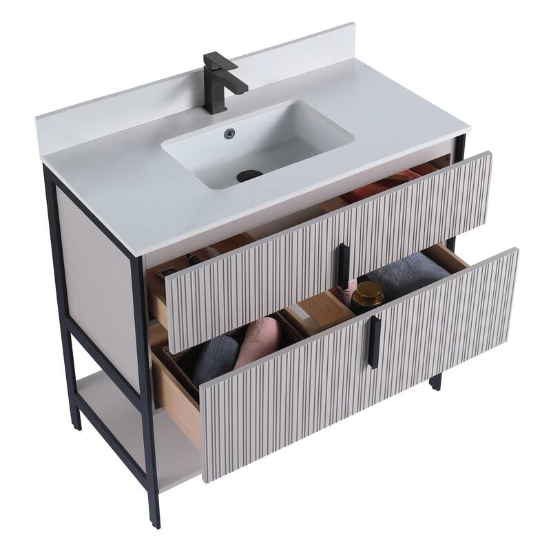 Fine Fixtures Serenity Modern Bathroom Vanity with White Stone Top