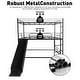 preview thumbnail 2 of 4, Black Twin Metal House Loft Bed with Slide & Ladder