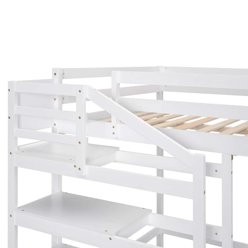 Space-Saving Full Loft Bed with Built-In Storage and Stairs, Ideal for Bedrooms