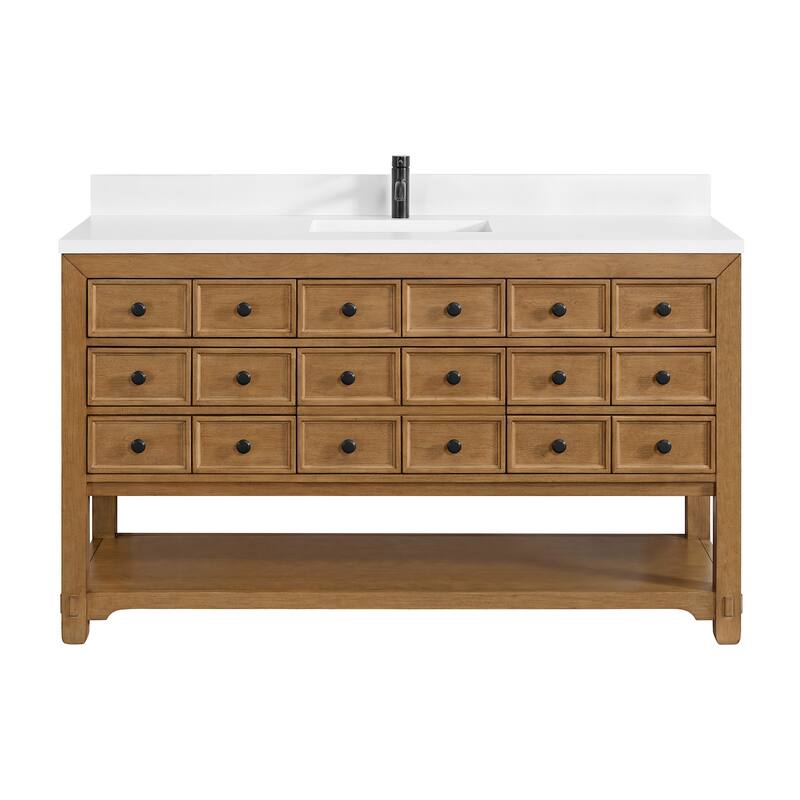 James Martin Vanities 505-V60S-1WZ Malibu 60" Free Standing Single - Amber Birch - Wood Finish