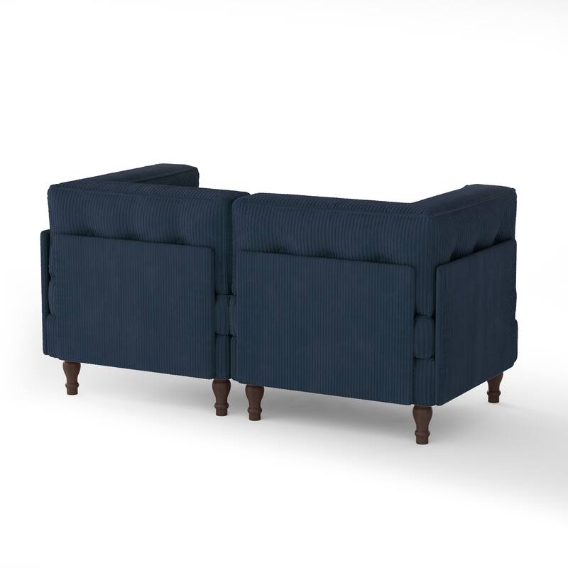 Modular Corduroy Corner Sectional Sofa Couch Set with Tufted Cushion