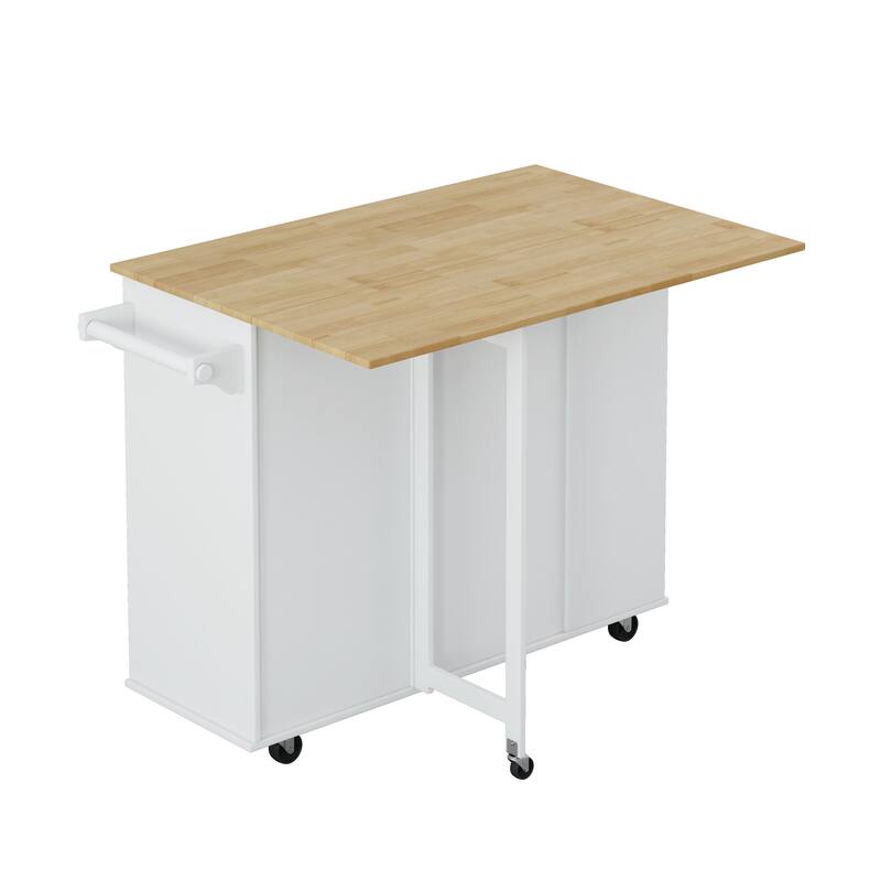 Multi-Functional Kitchen Island Cart with 2 Door Cabinet