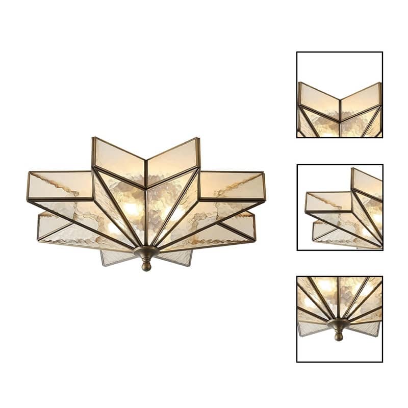 19.5 Inch bathroom fixtures light bronze ceiling light brass large flush mount fixture - N/A