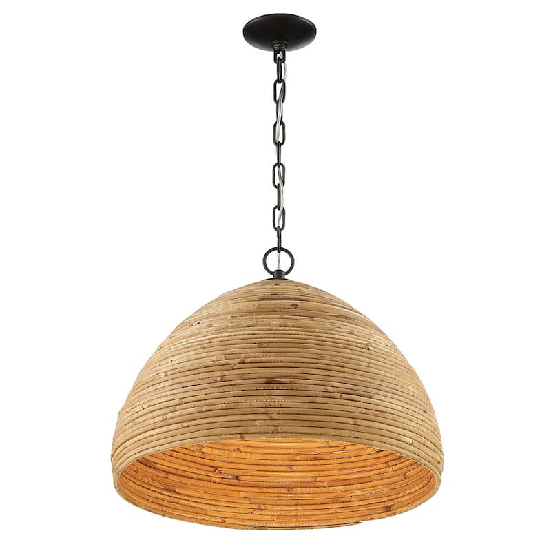 Lumanity Marigot Rattan Single-Light Dome Pendant - Natural - 20.5 "Dia. x 16" H