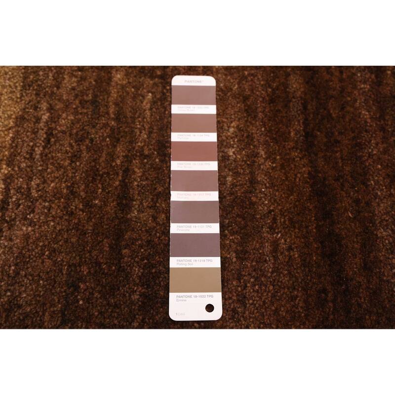 ECARPETGALLERY Hand-knotted Pak Finest Gabbeh Dark Brown Wool Rug - 4'1 x 5'11