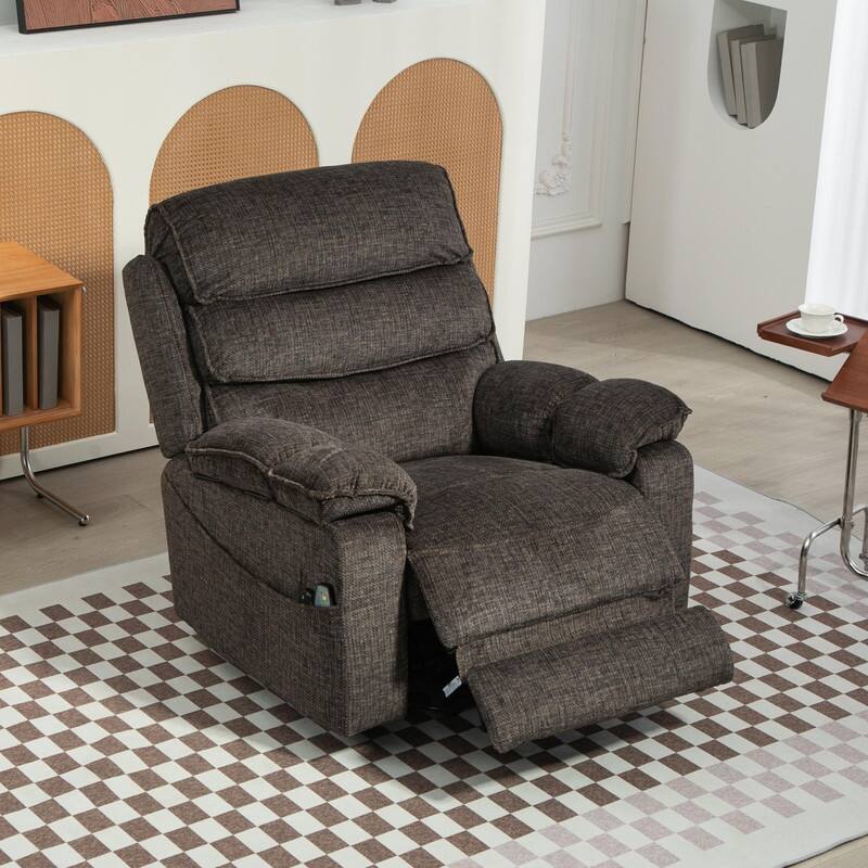Extended Footrest Comfort Chenille Power Lift Recliner with Massage and Heat