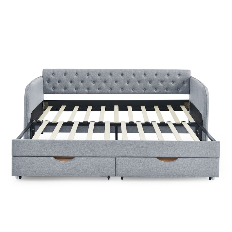 Twin Size Upholstery Daybed with Trundle Bed