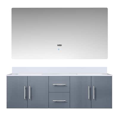 Geneva Bath Vanity, Cultured Marble Top and LED Mirror