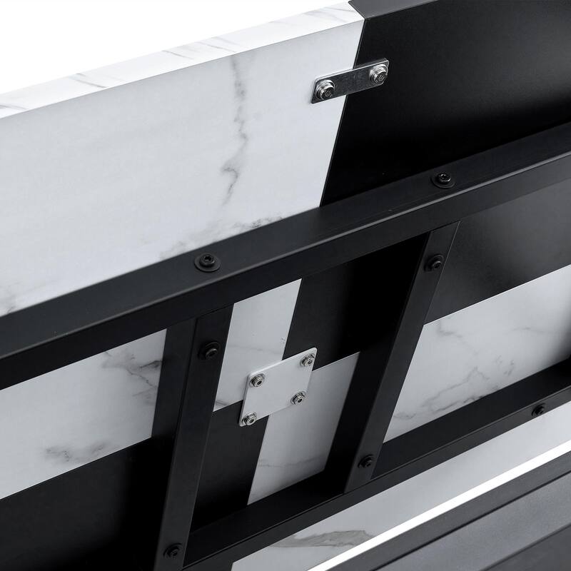 71" Two-Tone Rectangular Dining Table Set with Lower Storage Shelf, Modern Kitchen Dining Table & Chairs Set for Family