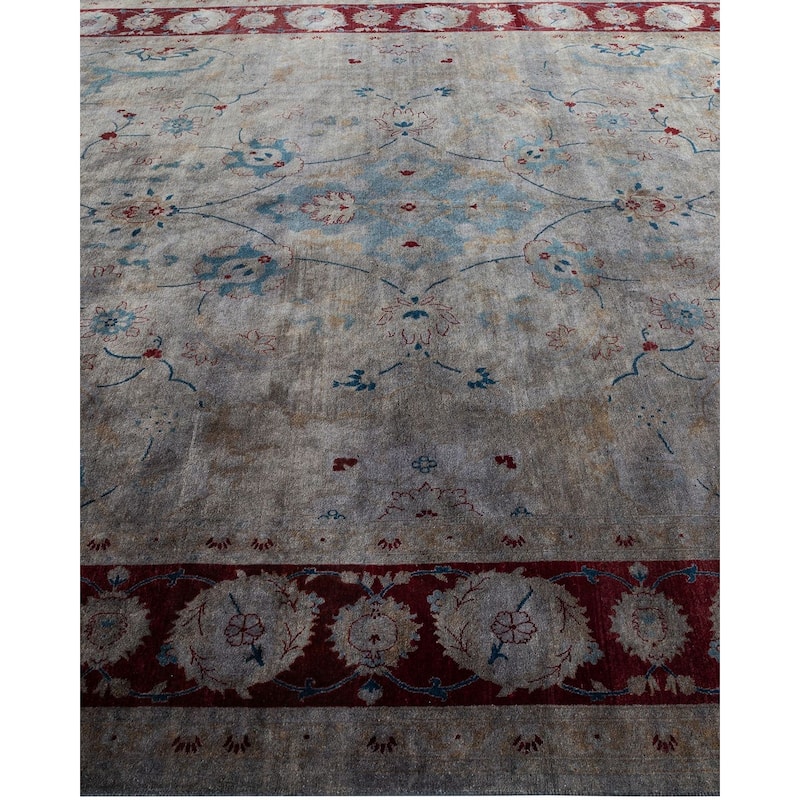 Overton Hand Knotted Wool Vintage Inspired Modern Contemporary Overdyed Gray Area Rug - 8' 1" x 10' 4"