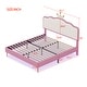 preview thumbnail 24 of 28, Roomfitters Upholstered Princess Bed with Crown Headboard, Platform Bed with Light Strips and Golden Metal Legs, White+Pink