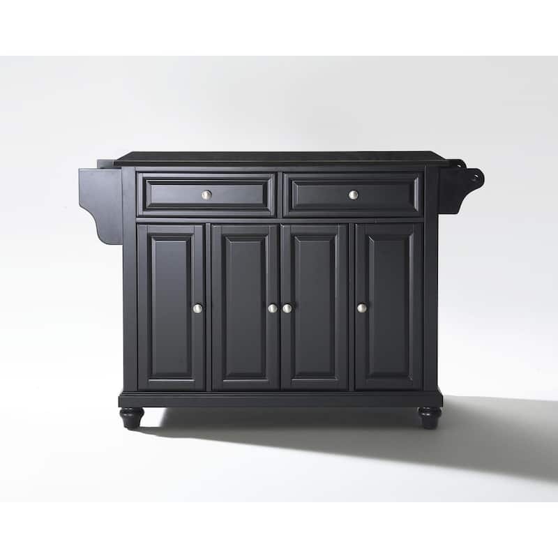 Kitchen Island Granite Top Full Size, Portable Kitchen Cart, Modern Kitchen Storage Island, White/Black