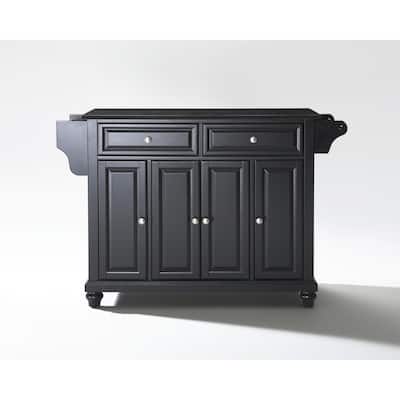 Kitchen Island Granite Top Full Size, Portable Kitchen Cart, Modern Kitchen Storage Island, White/Black