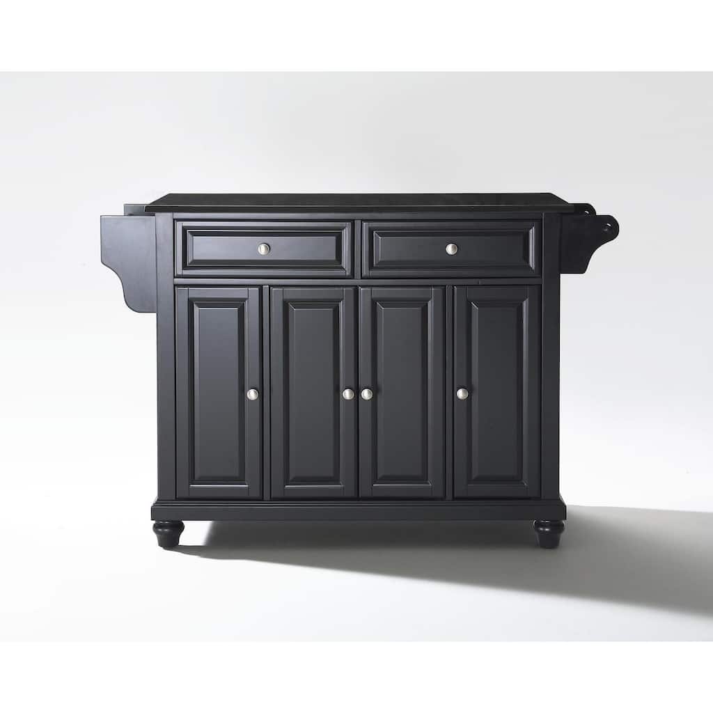 Kitchen Island Granite Top Full Size, Portable Kitchen Cart, Modern Kitchen Storage Island, White/Black