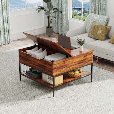 31.5"L Flip Top Coffee Table with Storage