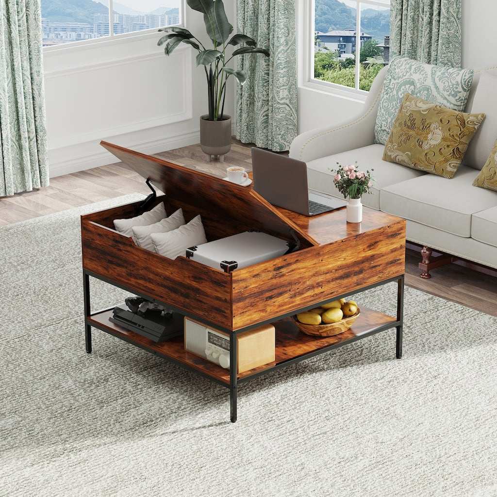 31.5"L Flip Top Coffee Table with Storage