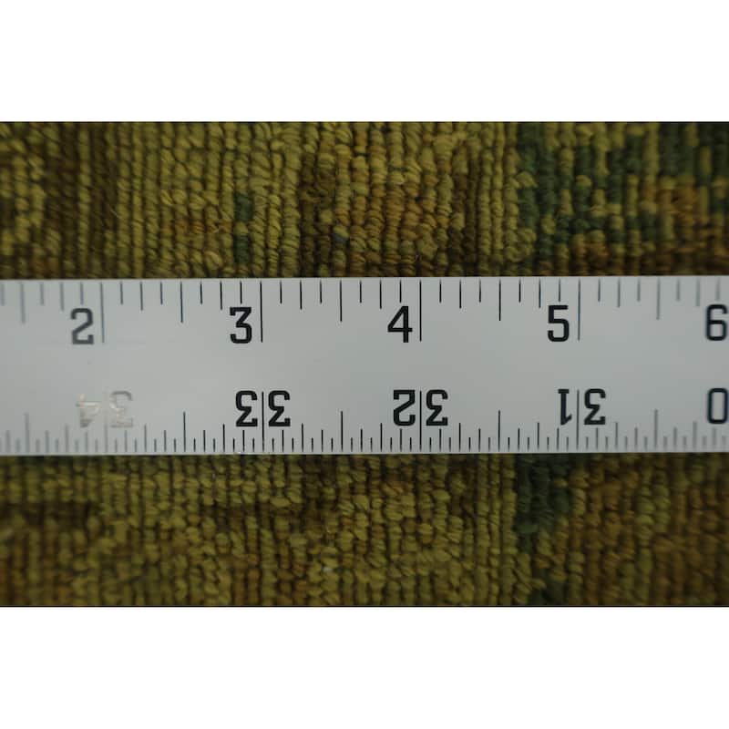 Hand Knotted Oriental 100% Wool Carpet Traditional All-Over Green Art Deco Area Rug - 8' 10'' X 5' 11''