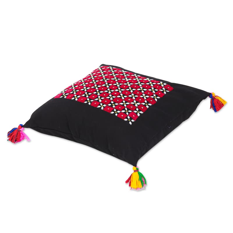 Novica Handmade Cherry Mosaic Embroidered Cotton Cushion Covers (Pair)