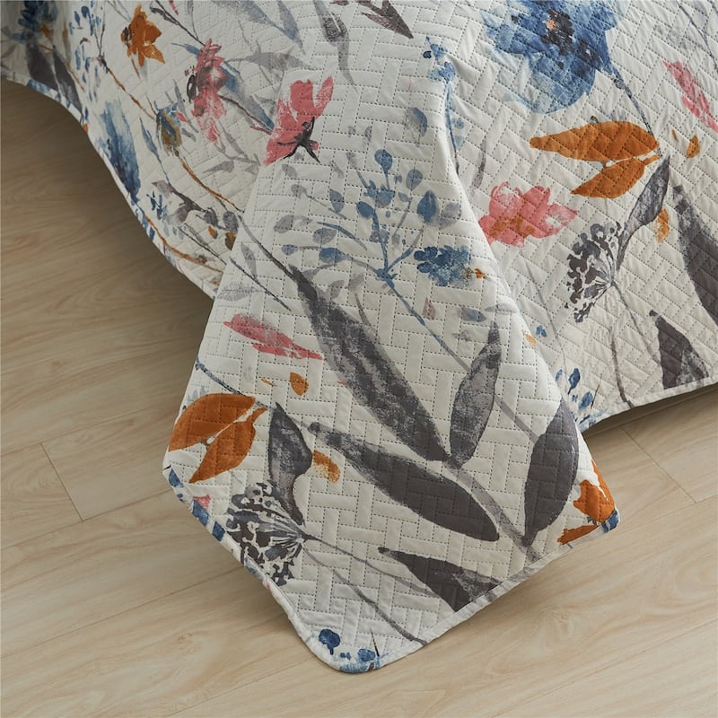 Plant Garden Summer Bedspread Coverlet with 2 Pillow Shams