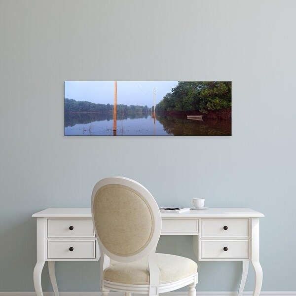 Easy Art Prints Panoramic Image 'Telephone poles partly submerged in flood water, Hull, Pike, Illinois' Canvas Art