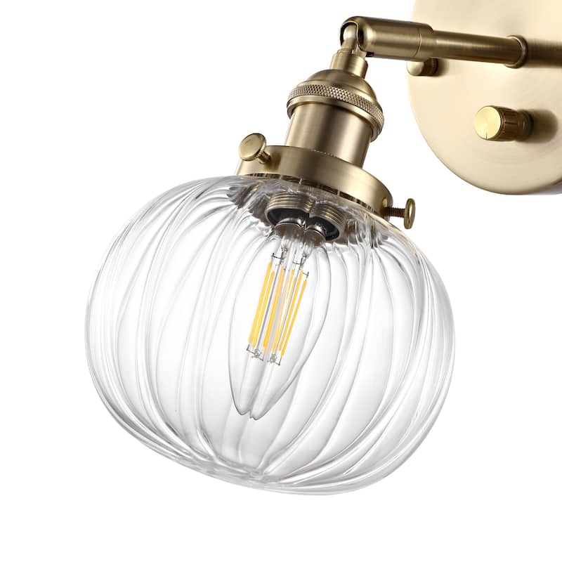 WINGBO Wall Sconces Glass Wall Lamp Lighting Fixtures with Pumpkin Shade, - N/A