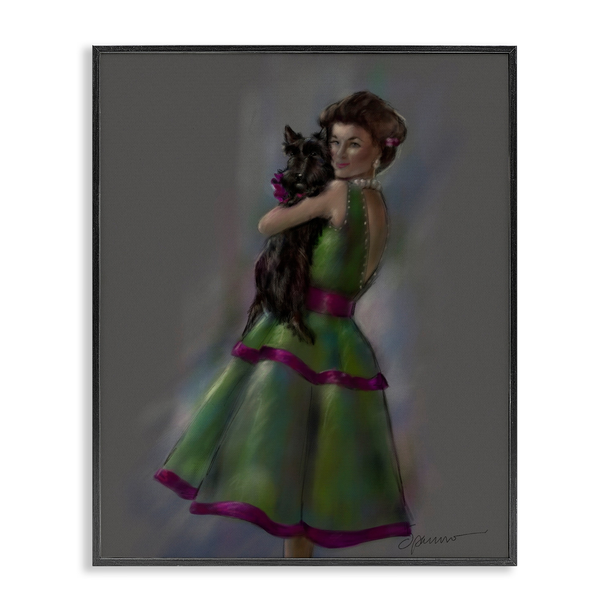 Stupell Scottie Love Woman & Dog Framed Giclee Art Design By Mary Sparrow