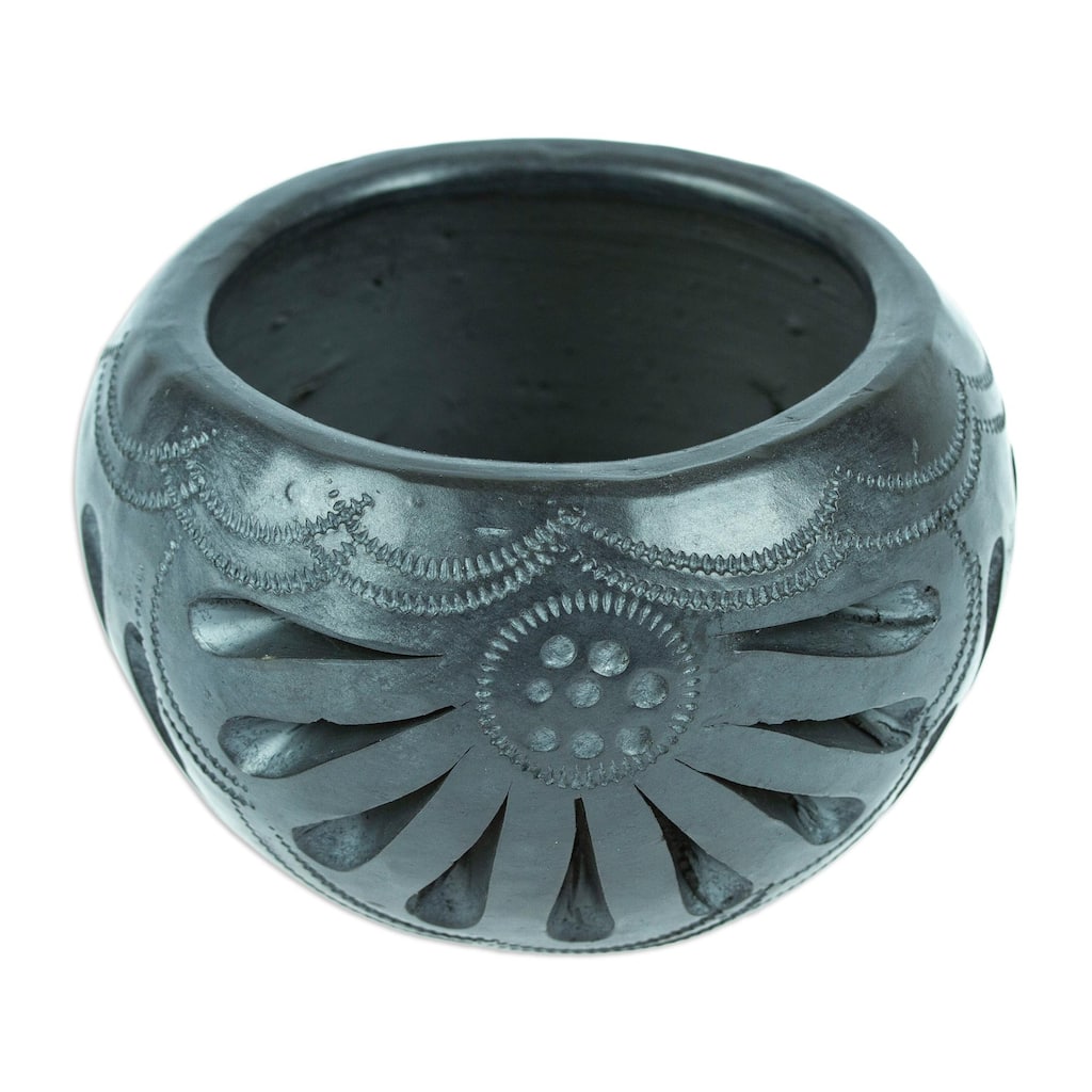 Novica Handmade Peacock Luxury Barro Negro Flower Pot