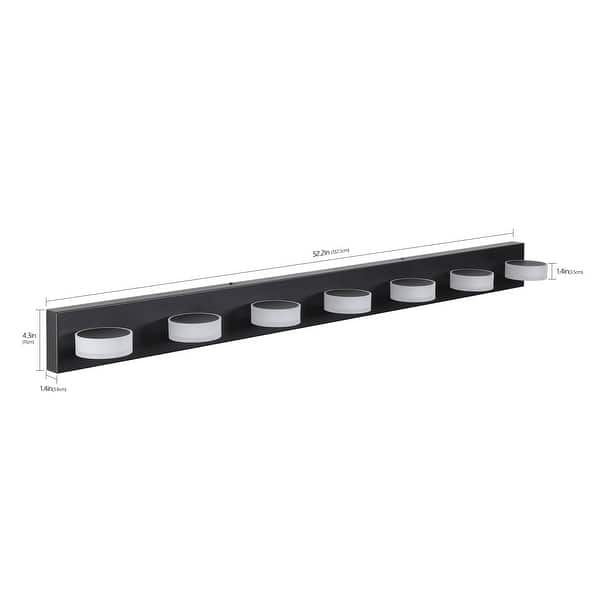 Modern 7-Light LED Vanity Fixture - Black Iron Finish with Acrylic Shades, Dimmable & Energy-Efficient