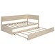 preview thumbnail 8 of 28, Twin Size Wood Daybed with Trundle and Guardrail, Solid Pine Frame, No Box Spring Required, Vintage Style for Bedroom, Beige