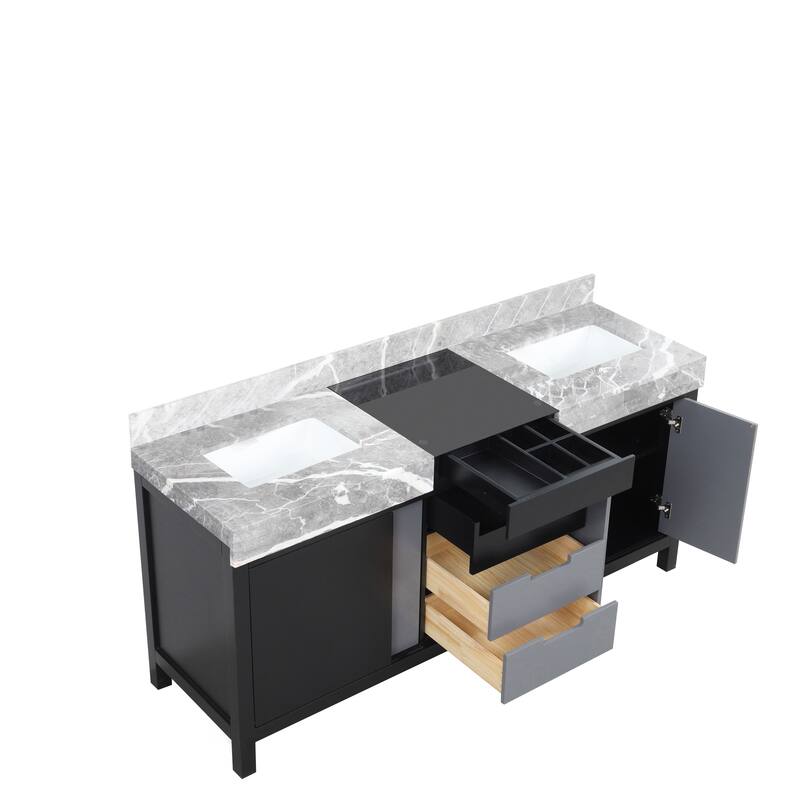 Lexora Zilara Bathroom Vanity in Black and Grey With Contertop