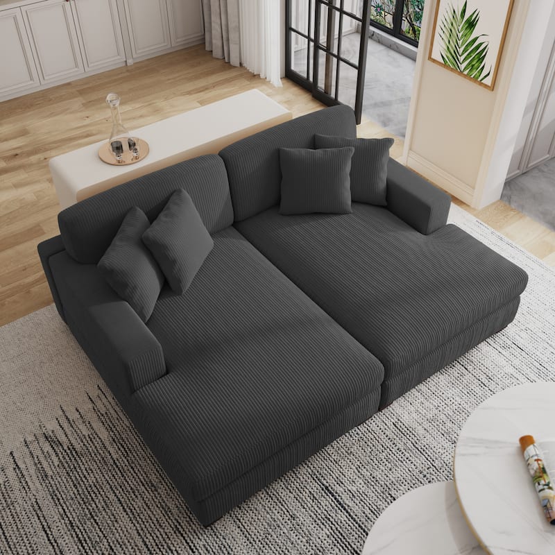 Oversized Modular Sectional Sofa Set with Pillows for Living Room - Grey/2 Chaise