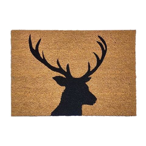 Sheltered Coconut Door Mat Printed Reindeer 24x16 Natural