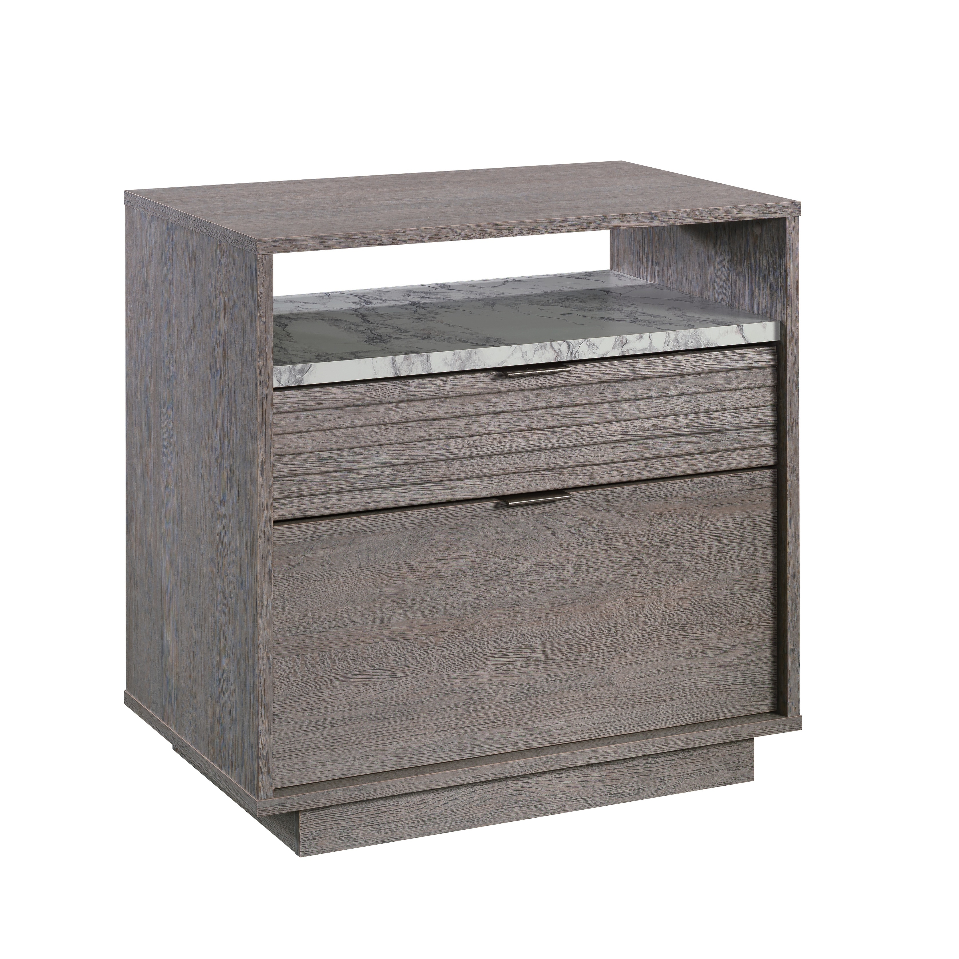 Gray 2-Drawer Lateral File Cabinet for Letter Legal Files with Marble Accent Top