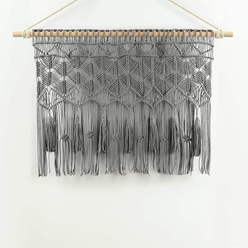 Lush Decor Boho Macrame Tassel Cotton Valance/Kitchen Curtain/Wall Decor Single - 30" x 40"