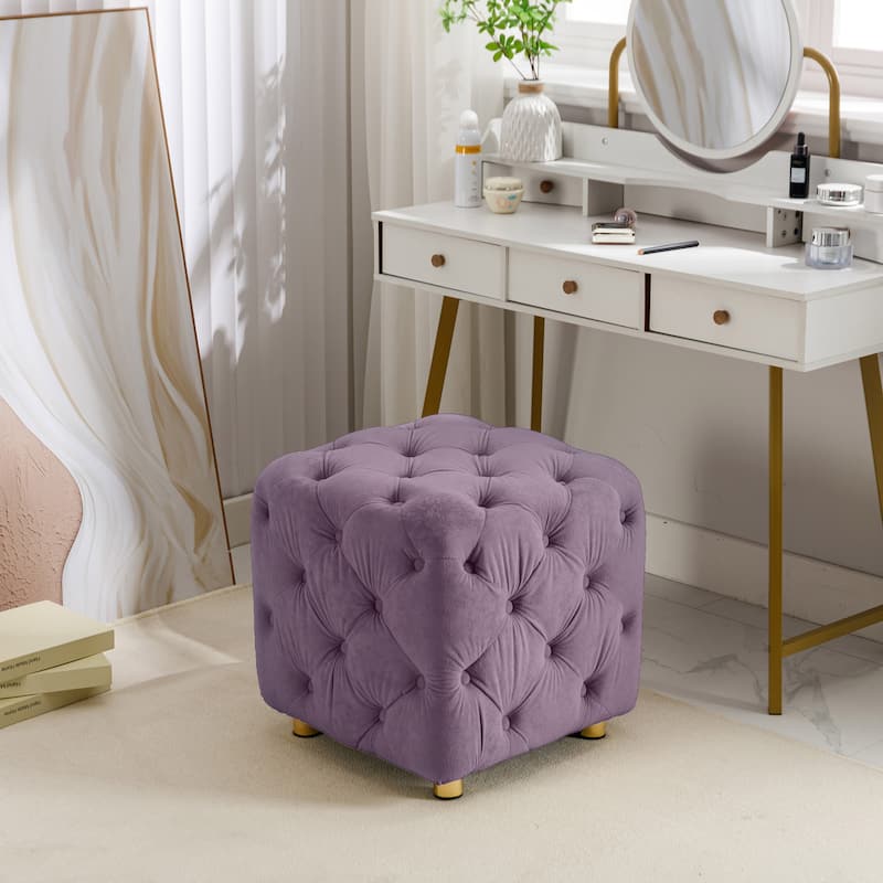 Modern Velvet Upholstered Ottoman,Soft Foot Stool,Dressing Makeup Chair Comfortable Seat for Living Room,Bedroom