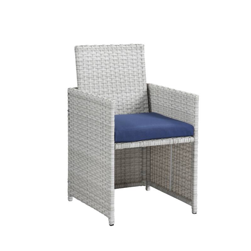 Paitalyi 9PCs Blue Fabric & Wicker Bistro Set