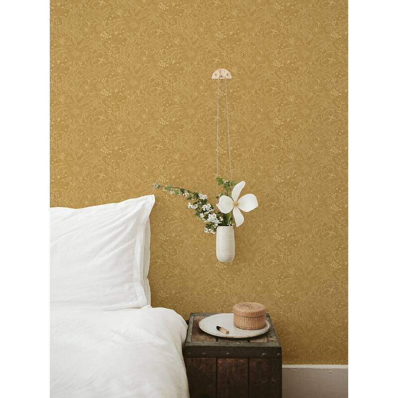A-Street Prints Wilma Yellow Block Print Wallpaper