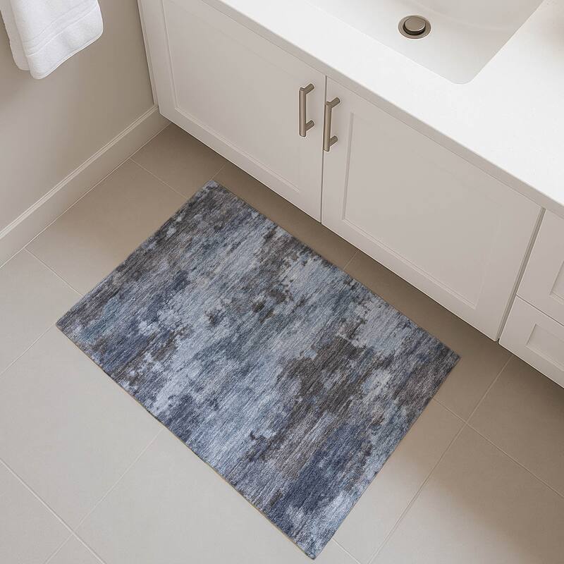 Premium Washable Super Soft Modern Chic Mayfield Rug - Blue - 1'8" x 2'6"