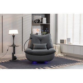 Leather Rocking Chair Dark Gray Nursery Chair with Swivel Base Nap ...
