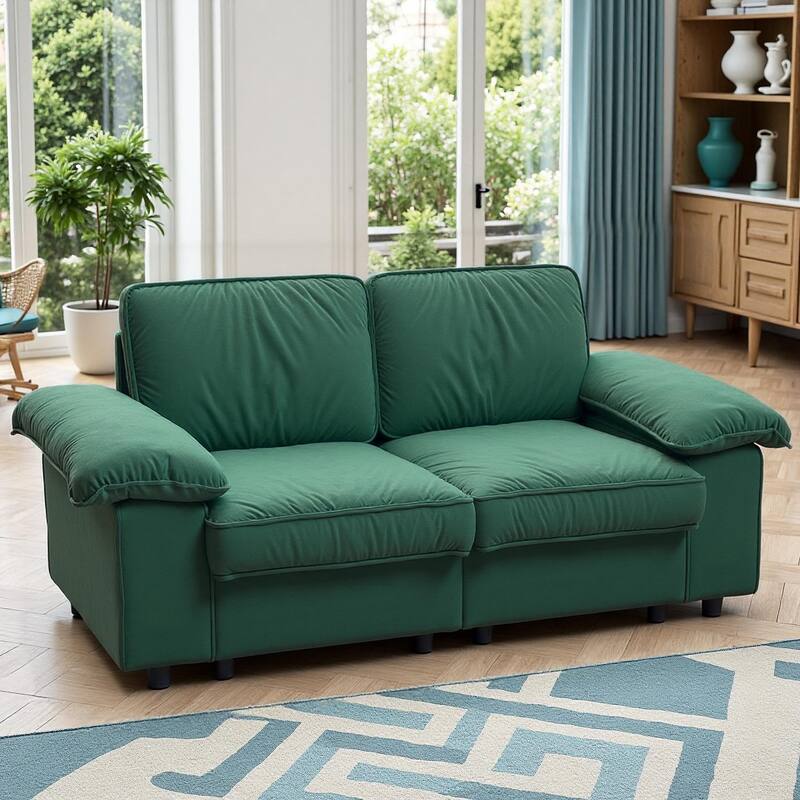 79" Loveseat Sofa Couch with Under-Seat Storage, Elegant 2-Seater Settee with Pillow Top Armrests for Living Room