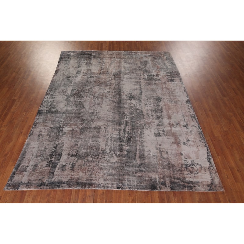 All-Over Abstract Indian Area Rug Handmade Wool Carpet - 8'0"x 10'2"