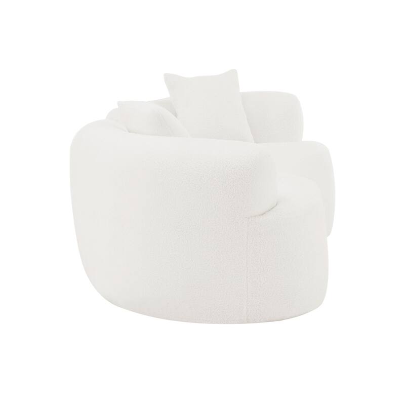 Curved Loveseat Sofa with 2 Pillows, Full Compression Sponge Boneless Floor Couch, Teddy Velvet Upholstered Cloud Couch