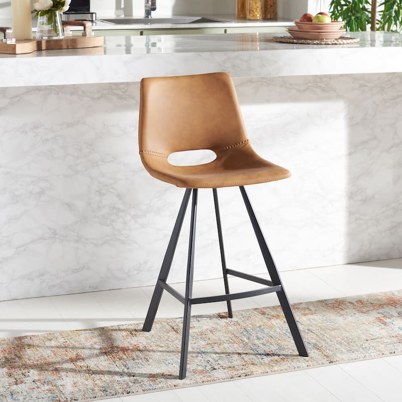 SAFAVIEH Kyung 26-inch Counter Stool - 21 In. W x 19 In. D x 38 In. H - 21Wx19Dx38H - Cognac/Black