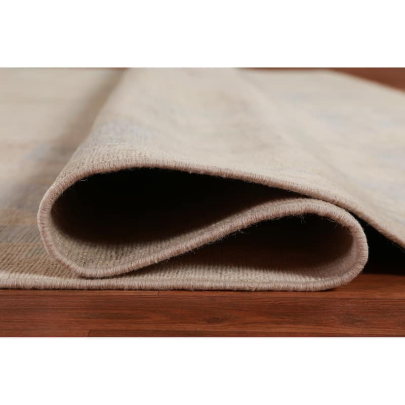 Hand Knotted Oriental 100% Wool Carpet Transitional All-Over Beige & Ivories Oushak Area Rug - 13' 8'' X 10' 1''
