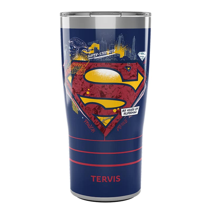Tervis Traveler Warner Brothers Superman Strength Power N Justice Triple Walled Insulated Travel Tumbler, Stainless Steel - 20oz