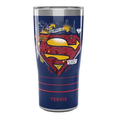 Tervis Traveler Warner Brothers Superman Strength Power N Justice Triple Walled Insulated Travel Tumbler, Stainless Steel