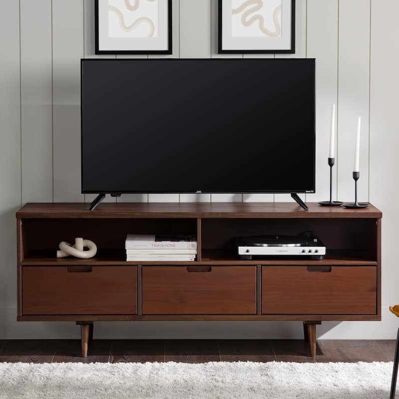 Middlebrook Alby 58-inch Mid-Century Solid Wood TV Stand - Walnut